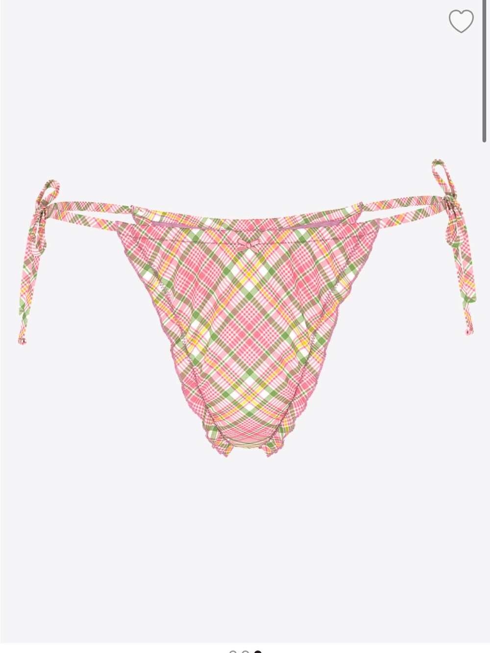 New! Frankie’s Bikinis xPink Reign Plaid Tie-Side Bikini Bottom 34583